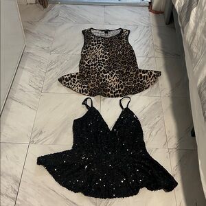 Leopard and Black Sequin women blouses.